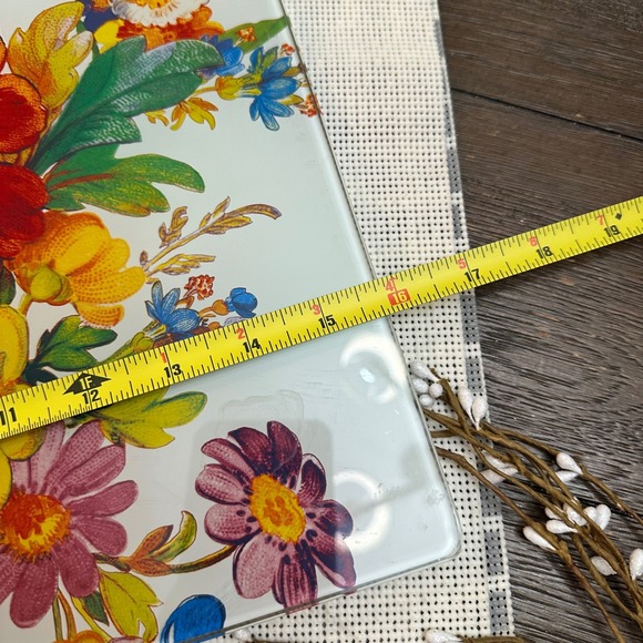 MacKenzie-Childs Flower Market Glass Cutting Board Heat Resistant Multipurpose - Picture 6 of 8